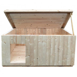 Zateplená celodřevěná bouda psa s otvírací střechou